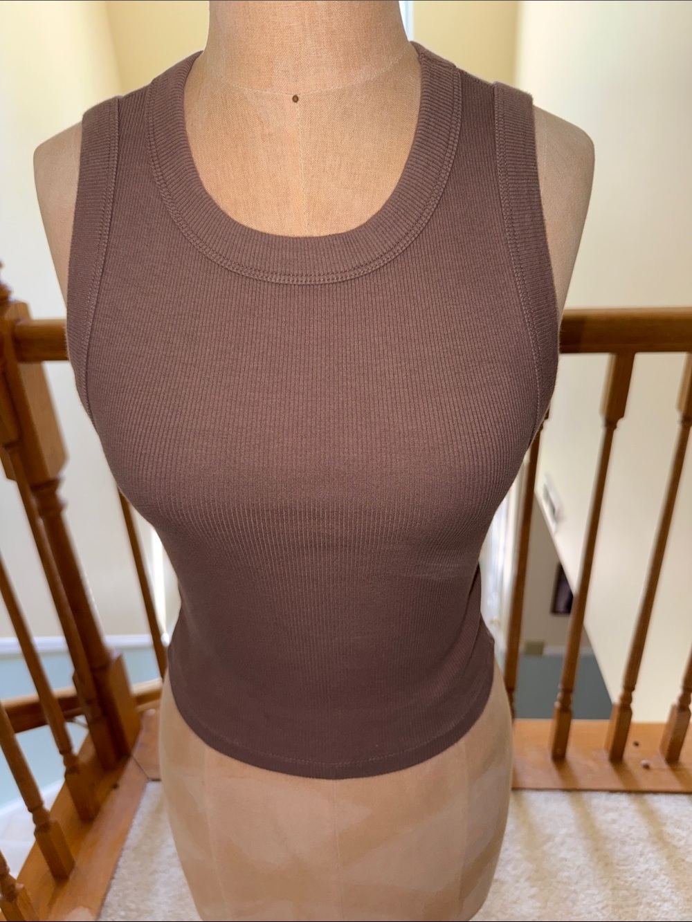 Abercrombie & Fitch Brown Ribbed Scoop Neck Tank